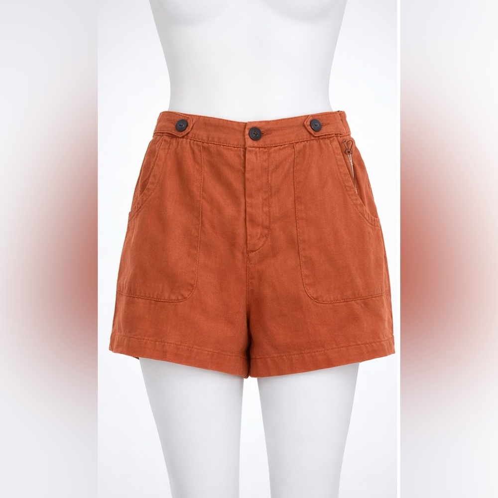 Nicole Miller New York Burnt Orange Linen Blend Shorts NWT